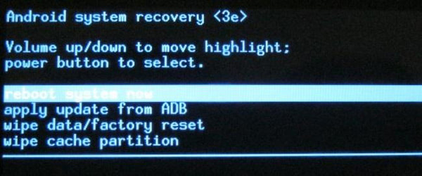 Der Bildschirm in Android System Recovery Mode