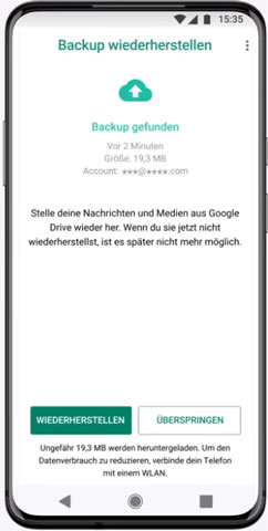 Android WhatsApp-Chatverlauf durch Google Drive wiederherstellen