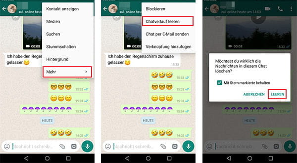 Einzelner Android WhatsApp Chat löschen