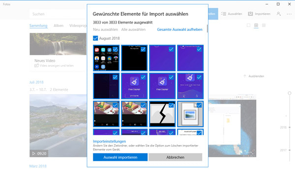 Samsung Bilder sichern mit Windows 10 Fotos-App