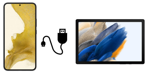 Tablet mit Handy durch USB-Kabel verbinden