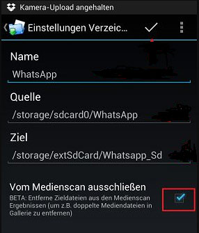 neue WhatsApp Daten auf SD-Karte speichern