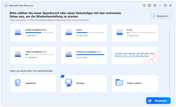 Dateityp und Downloads-Ordner auswählen