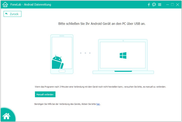 Handy mit FoneLab Android Datenrettung verbinden