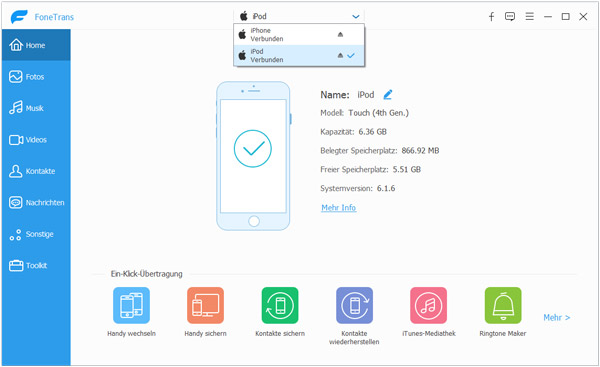 iPod und iPhone mit FoneTrans verbinden