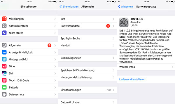 iOS 11 über OTA installieren