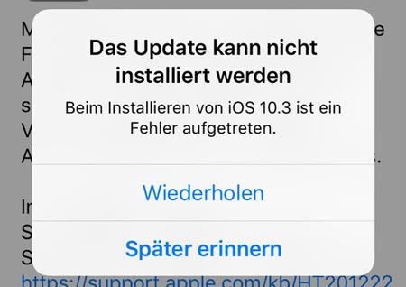 iOS Update Problem - iOS Update ist nicht zu installieren