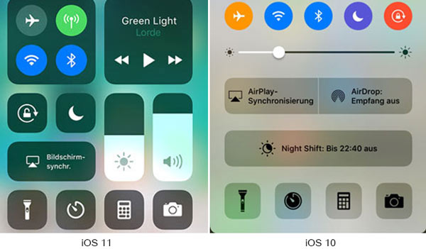 iOS 11 vs. iOS: Kontrollzentrum