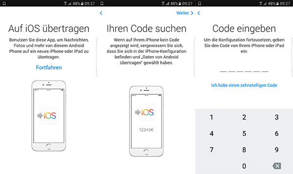 Move to iOS auf Android aktivieren