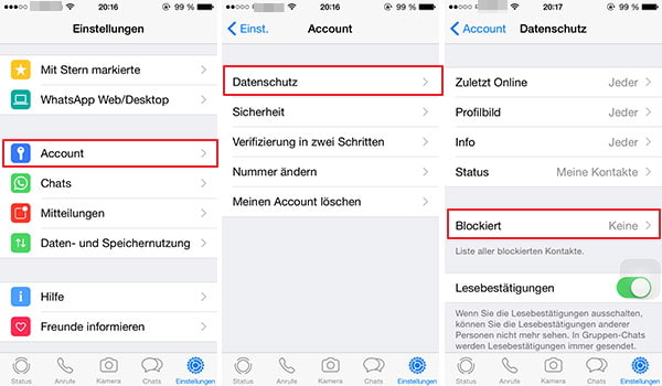 WhatsApp Kontakte auf iPhone blockieren