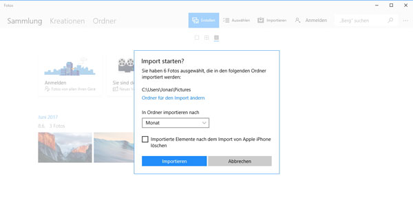 Windows 10 Fotos-App: Fotos vom iPhone auf PC importieren