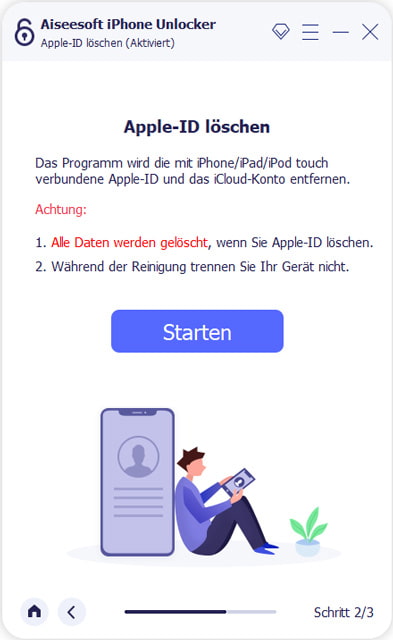 Löschen der Apple-ID starten