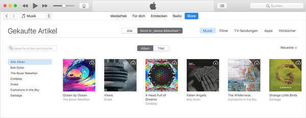 Gekaufte Musik in iTunes laden