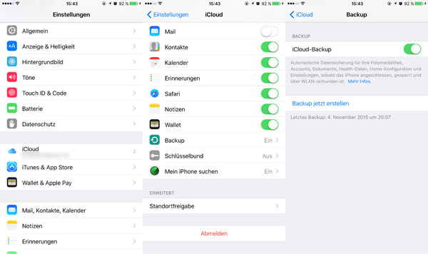 iPhone Apps in iCloud sichern