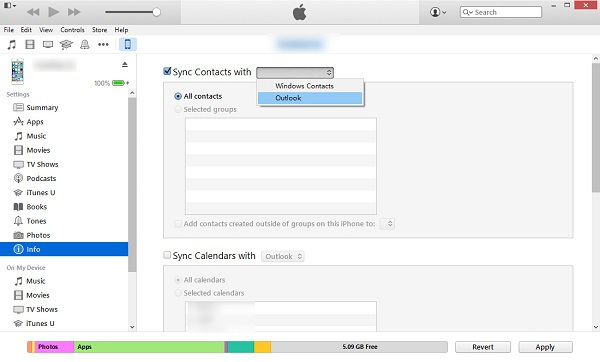 Outlook Kontakte per iTunes mit iPhone synchronisieren