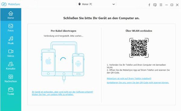 Samsung-Handy mit MobieSync verbinden