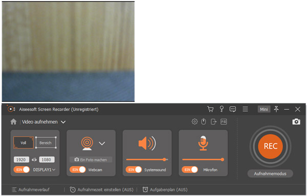 Webcam für das Aufnehmen aktivieren
