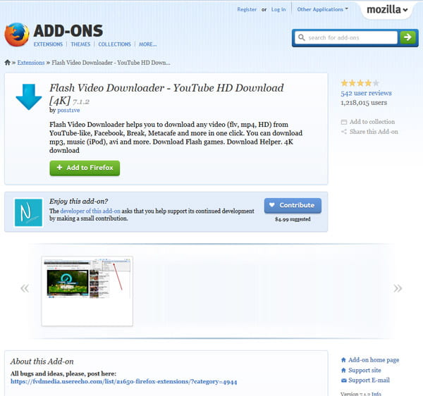Flash Video Downloader Addon