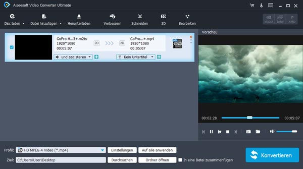 Mit Video Converter Ultimate M2TS-Datei konvertieren