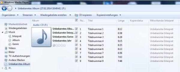 CD in Windows Media Player importieren