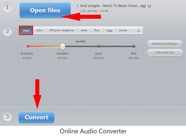 Auf Online Audio Converter OGG in MP3 umwandeln