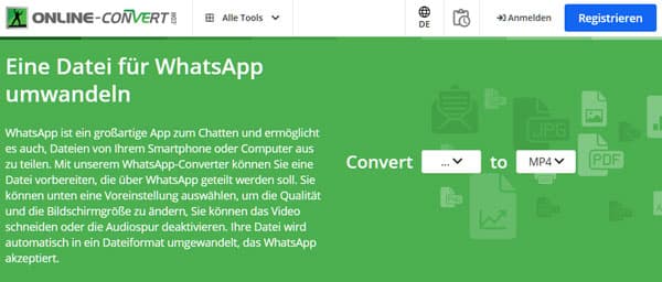Video für WhatsApp online umwandeln mit Online Convert