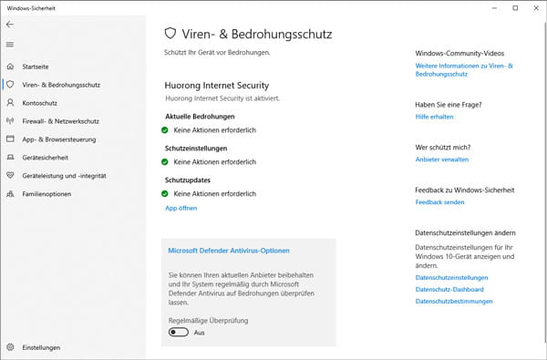 Windows Defender deaktivieren in Windows-Sicherheit