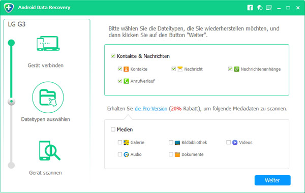 Datentypen zum Scannen wählen