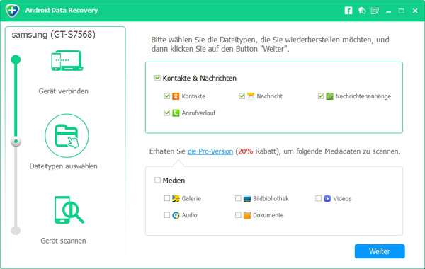 Dateitypen zur Wiederherstellung wählen