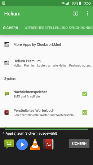 Android Backup erstellen mit Helium