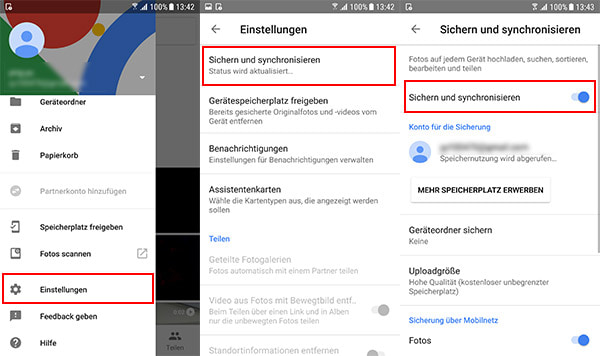 Android Fotos sichern mit Google Fotos