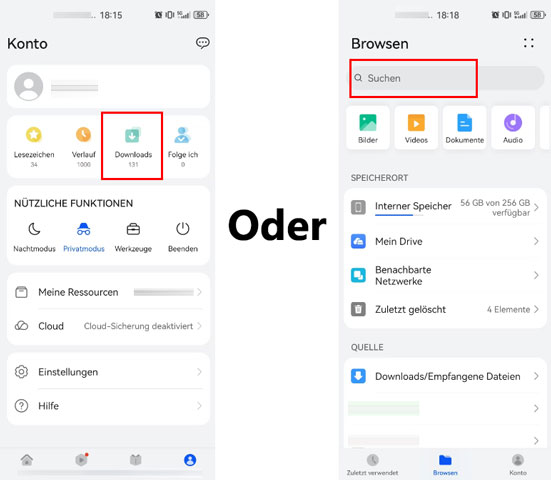 APK-Datei suchen