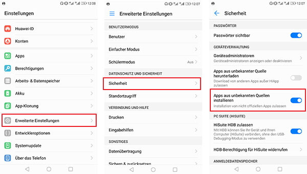 Android App wurde nicht installiert - Unbekannte Quellen aktivieren