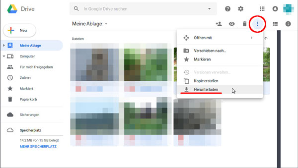 Bilder aus Google Drive herunterladen