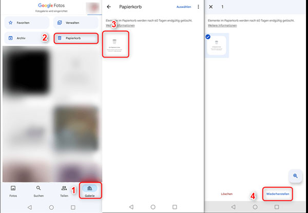 Android-Bilder aus Google Fotos wiederherstellen