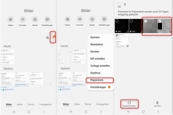 Android-Bilder aus Papierkorb wiederherstellen