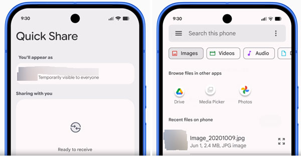 Bilder übertragen mit Quick Share