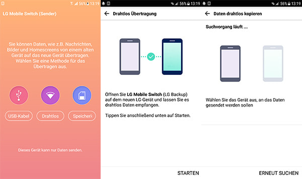 Daten drahtlos auf LG übertragen