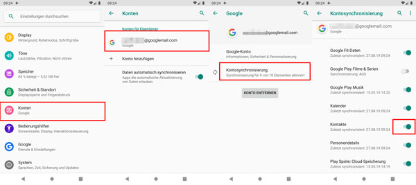 Daten von Samsung auf Honor übertragen durch Google Konto