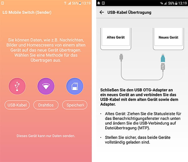 Daten über USB auf LG übertragen