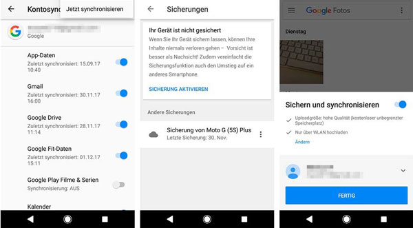 Daten von Huawei auf Samsung übertragen mit Google