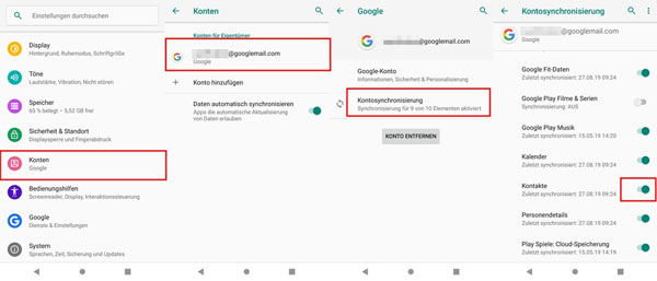 Samsung-Daten mit iPhone synchronisieren durch Google Konto