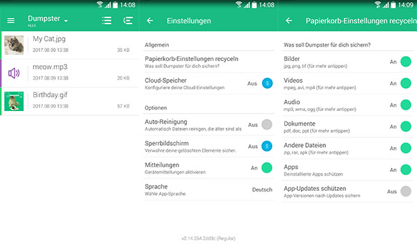 Mit Dumpster Android Papierkorb einrichten