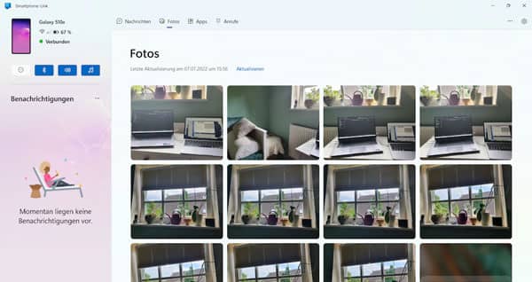 Fotos auf PC anzeigen mit Smartphone-Link