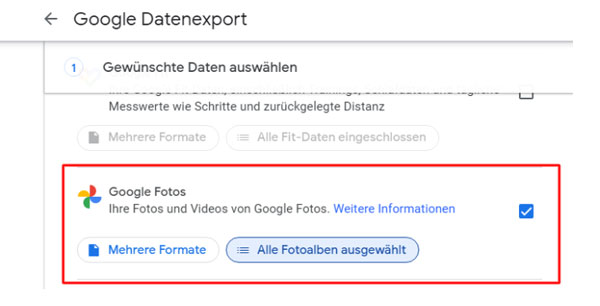 Google Fotos auf USB-Stick kopieren mit Datenexport