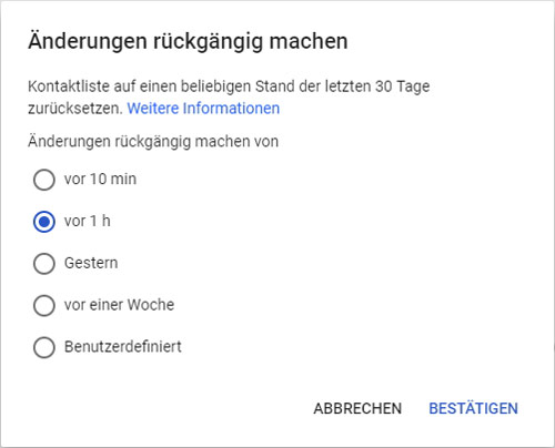 Gelöschte Kontakte über Google Mail wiederherstellen