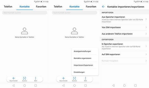 Huawei: Kontakte aus Speicher importieren