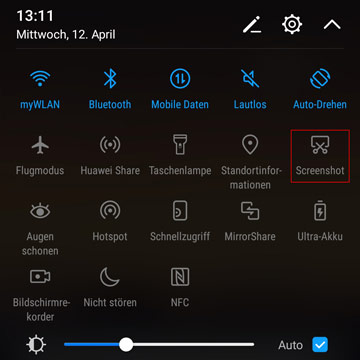 Huawei Screenshot-Verknüpfung