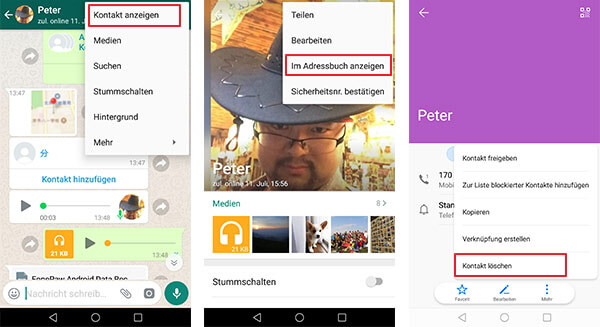 WhatsApp Kontakt löschen