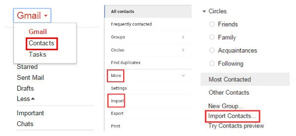 Kontakte in Gmail importieren